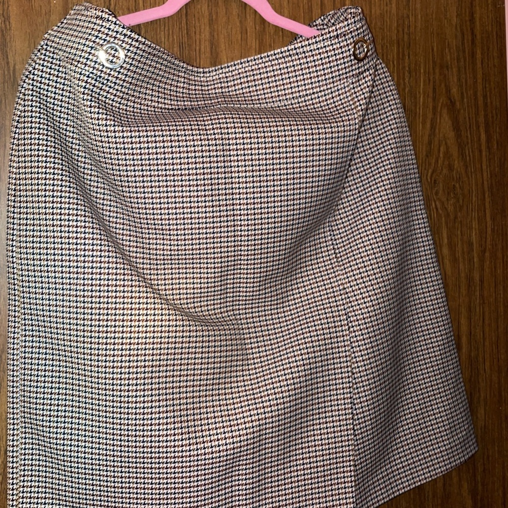 Classic Houndstooth A-Line Wrap Skirt